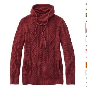 LL Bean Womens Signature Cotton Cable Knit Hoodie